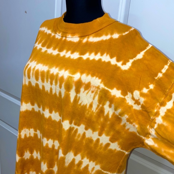 FREE PEOPLE We The Free Tie Dye Oversized Tunic Tee Mustard/Tan Boho Knit Top S - Picture 6 of 11
